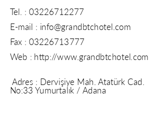 Grand Btc Hotel iletiim bilgileri
